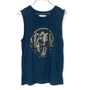 Spiritual Gangster Teal Green With Gold Sleeveless Tee Tank Top
